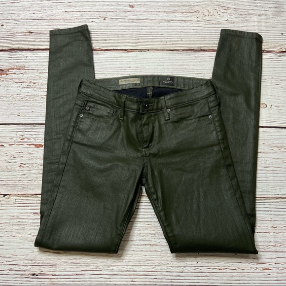 AG Jeans The Absolute Legging Extreme Skinny Jeans In Waxed Olive Green Sz 25 26 - Picture 10 of 11